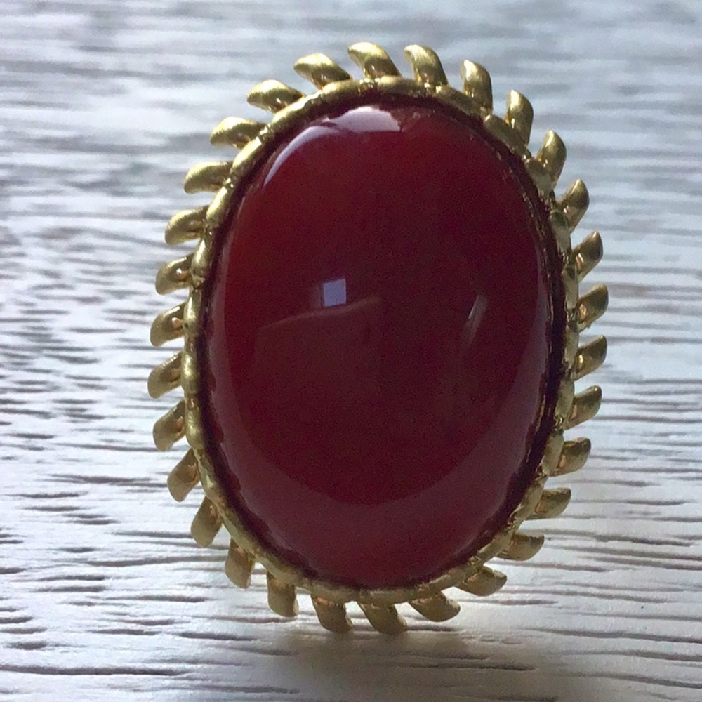 14k Gold-Plated Bold Stone Cabachon Ring